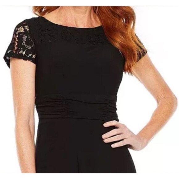 perceptions new york black lace Shower Sleeve Knee Length Dress Large - Picture 3 of 6